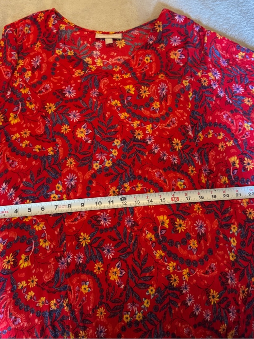 Woman Within Red Floral crinkle Maxi Dress with V-Neck - Picture 3 of 3